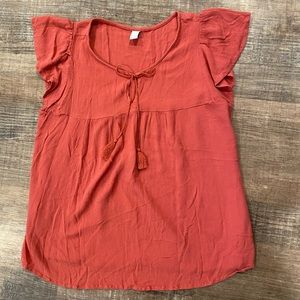 Old Navy Rust Red Tie-Front Short Sleeve Tee